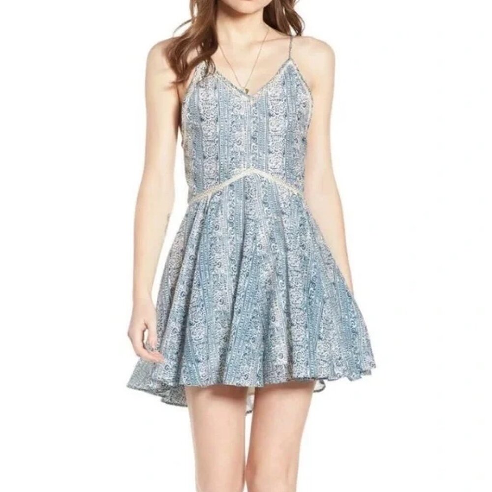 Scotch & Soda Beach Freaks Blue V-Neck Fit & Flare Dress